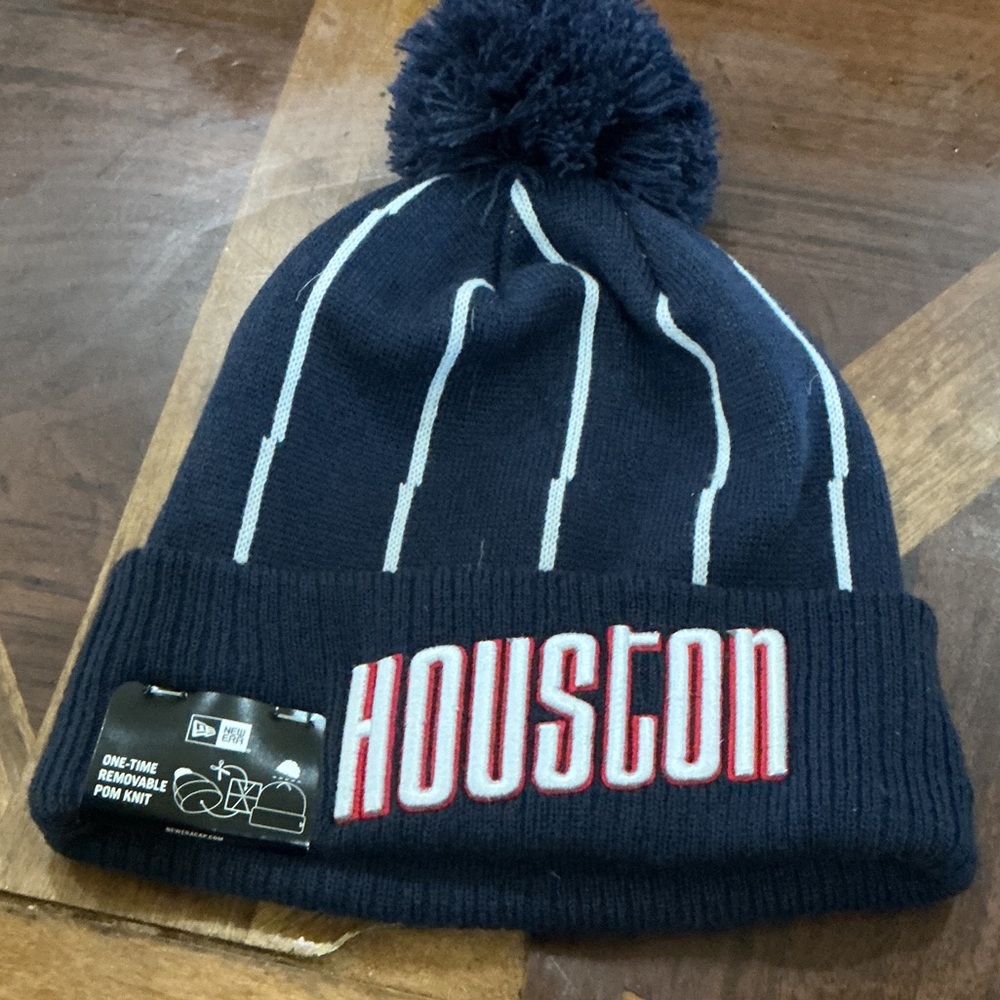 New Era Dark Blue Houston Rockets Pom Beanie